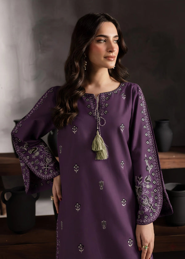 Ayla – Purple Embroidered Linen 2-Piece Set