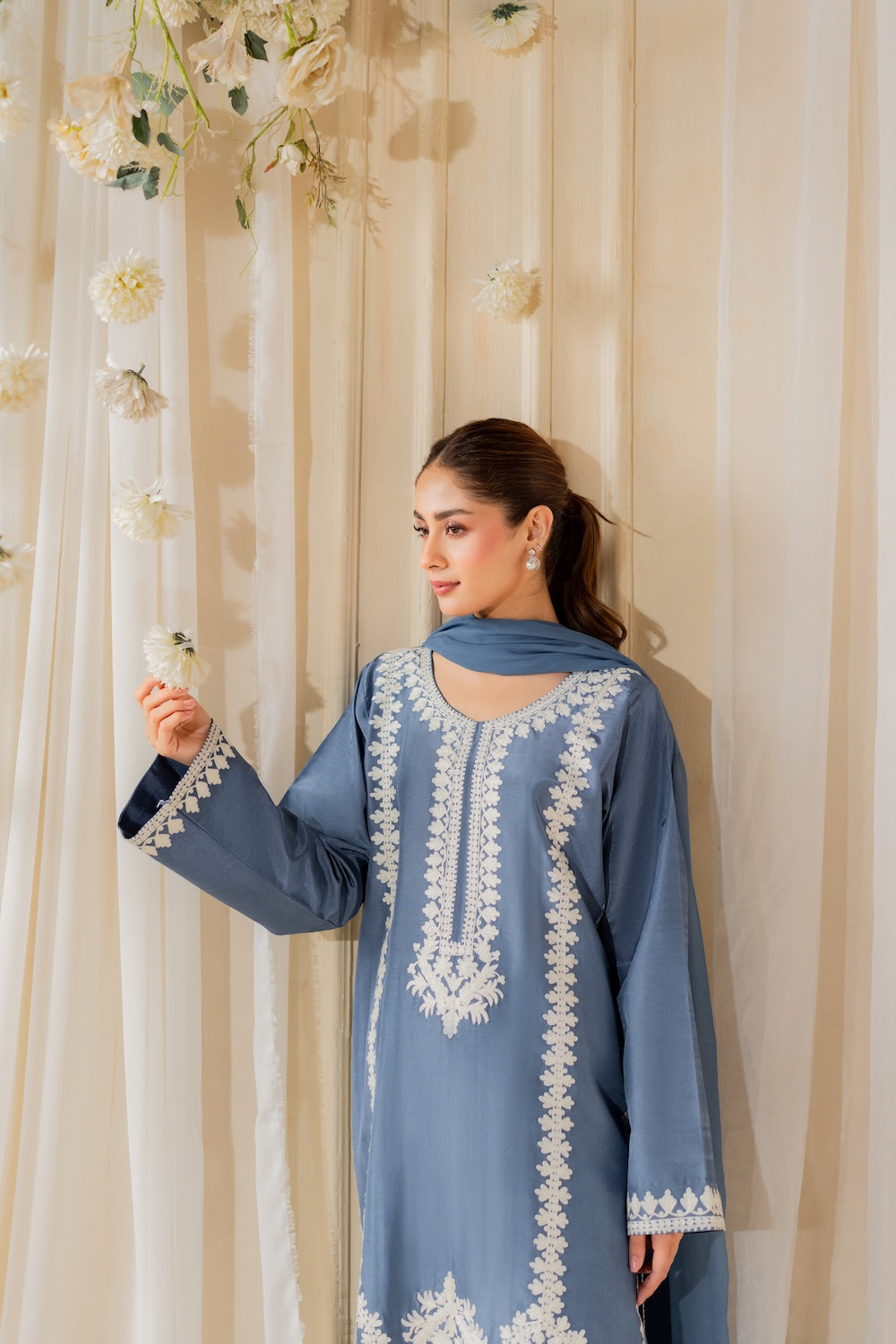 Eliza – Sky Blue 3PC Embroidered Set