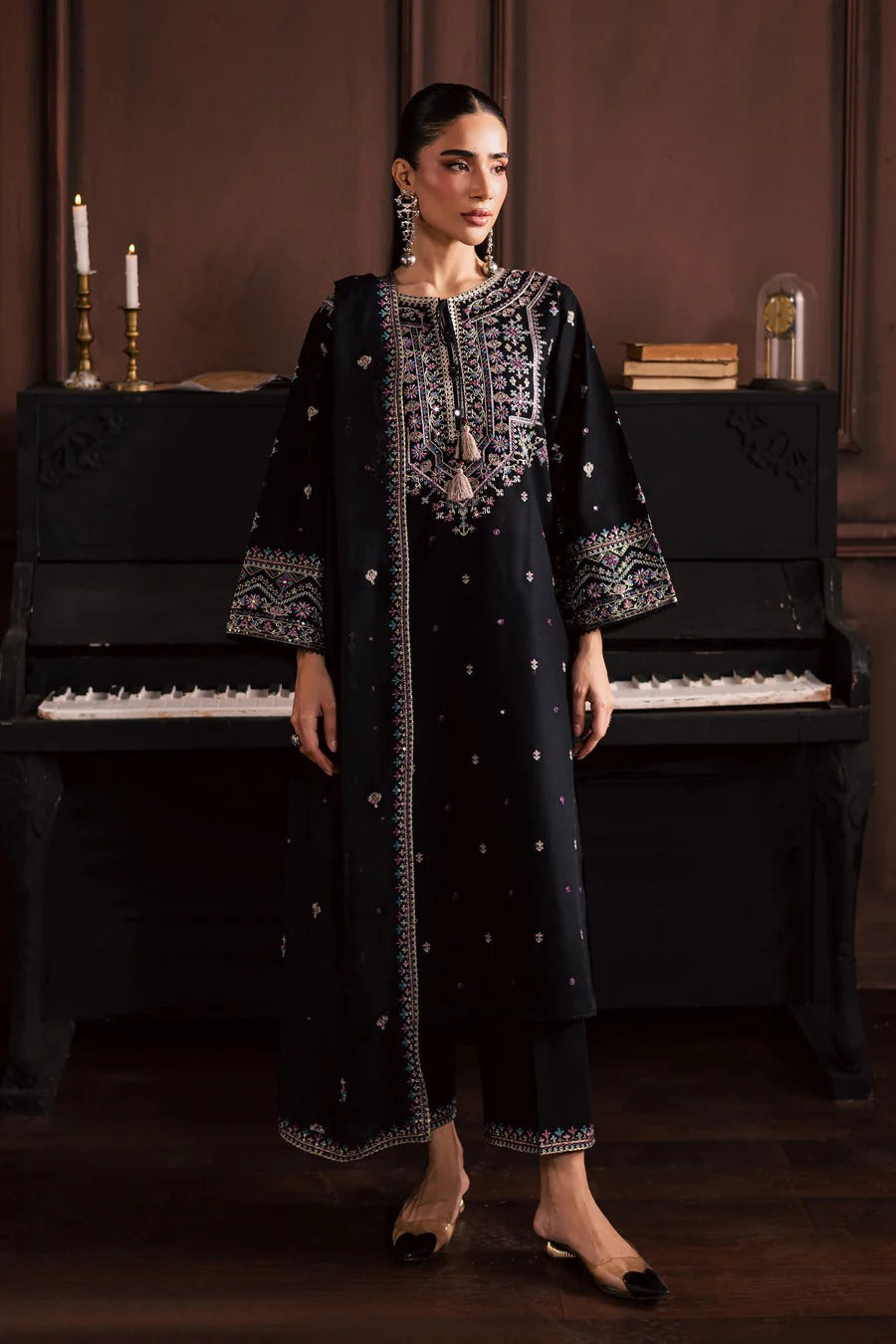 Zarmina – Midnight Black 3 Piece Embroidered Set